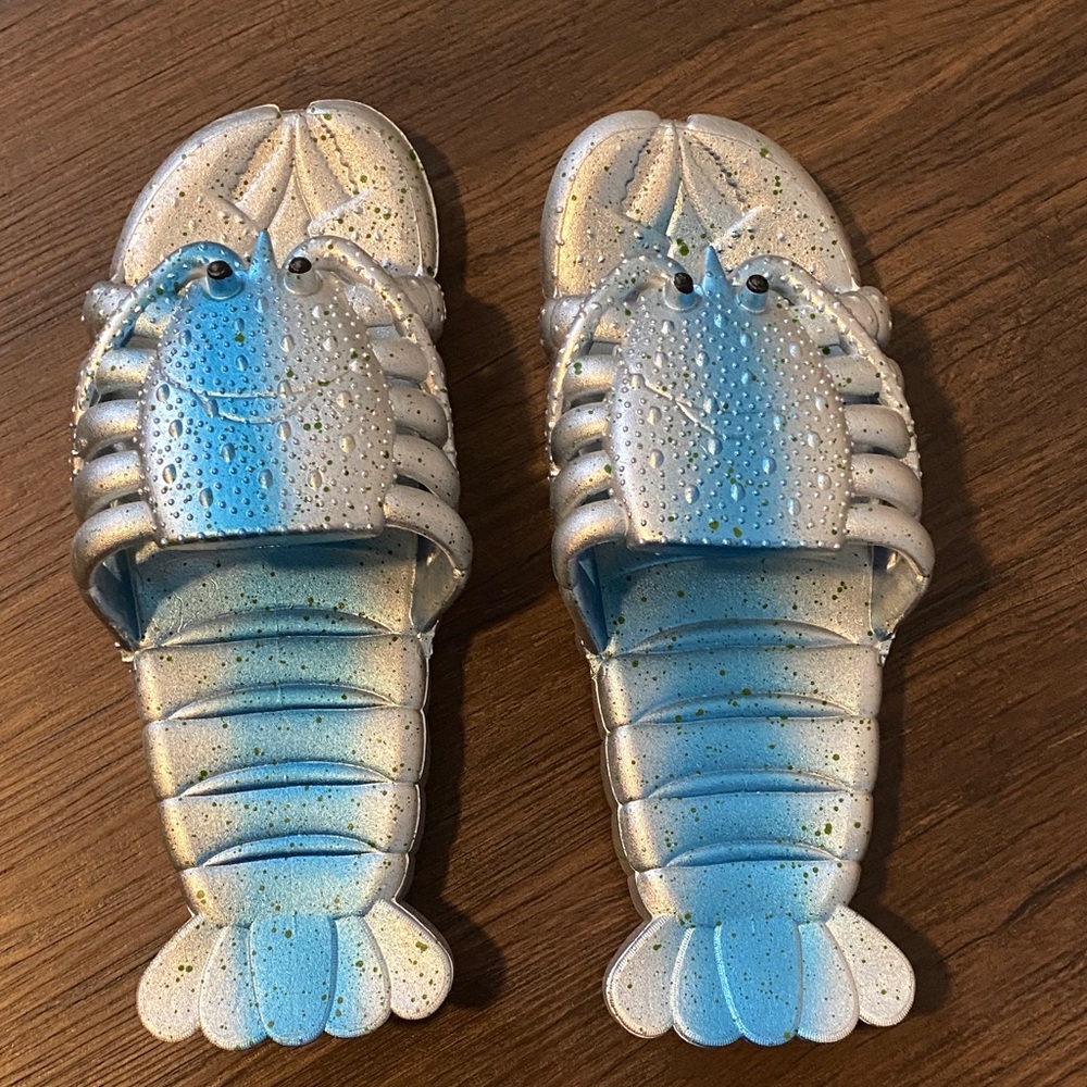Unisex Blue and Silver Lobster Sandals